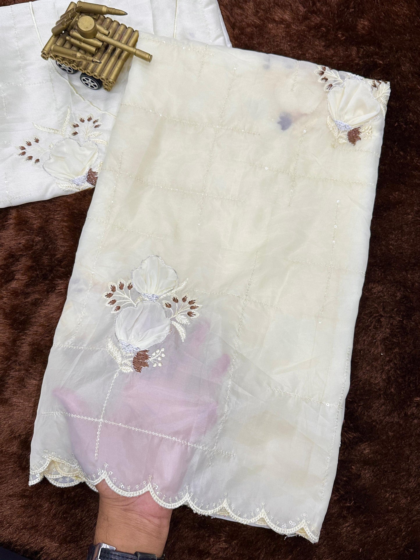 sequins embroidered work with thread work in saree and blouse rpd fashion