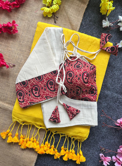 Khadi cotton saree and beautiful havy khadi cotton blouse