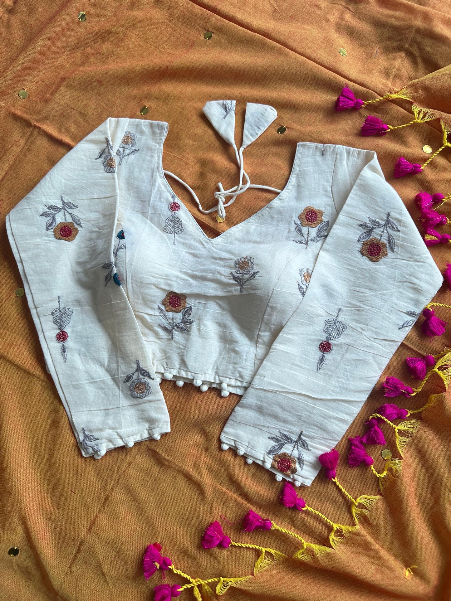 khadi cotton saree with hand stich gini beautiful havy khadi cotton blouse rpd fashion