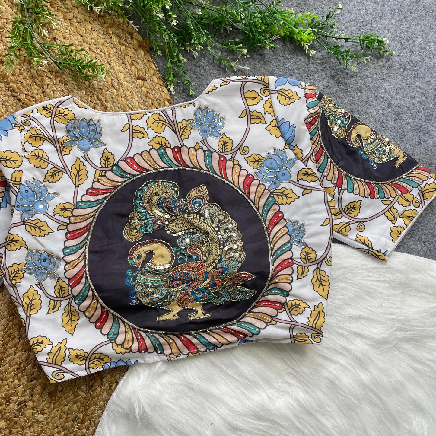 purely cotton print silk with handmade work boutique style collection blouse