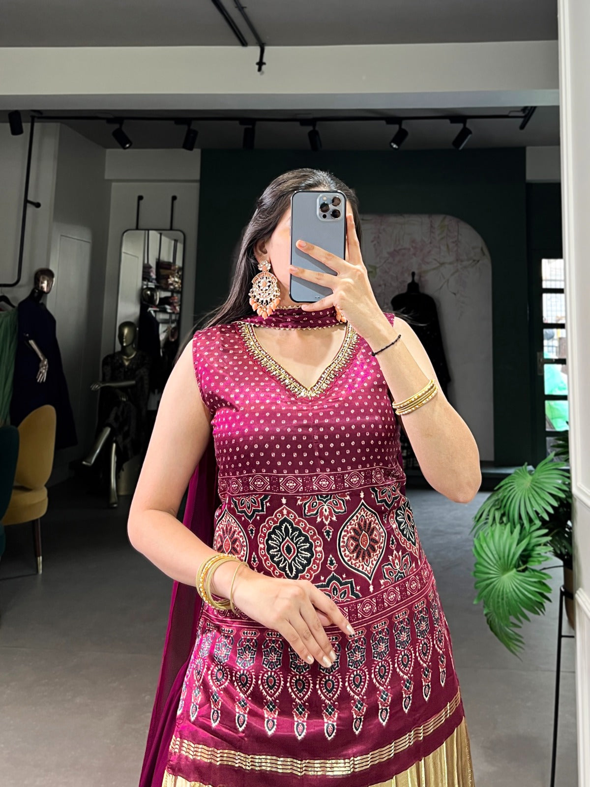beautiful gajji silk printe kurti plazo rpd fashion