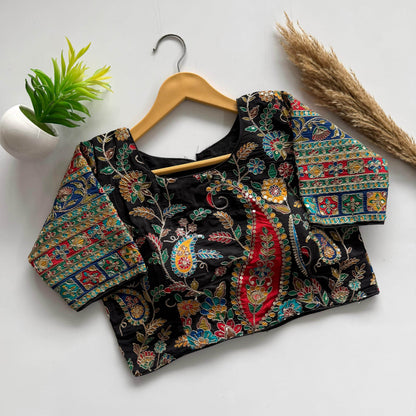 Beautiful Flower Print Embroidery Blouse - Rpd Fashion