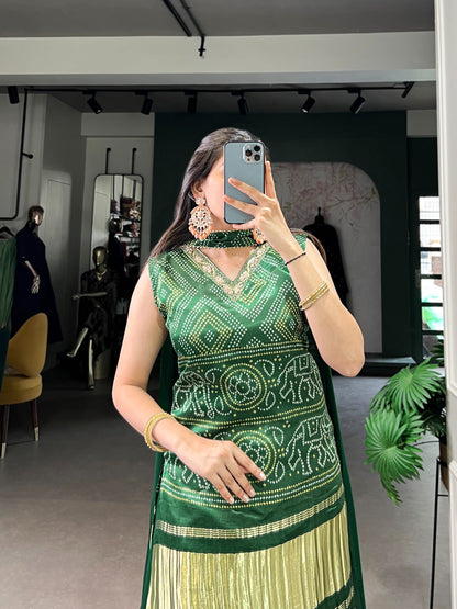 BEAUTIFUL GAJJI SILK PRINTE KURTI PLAZO Rpd Fashion