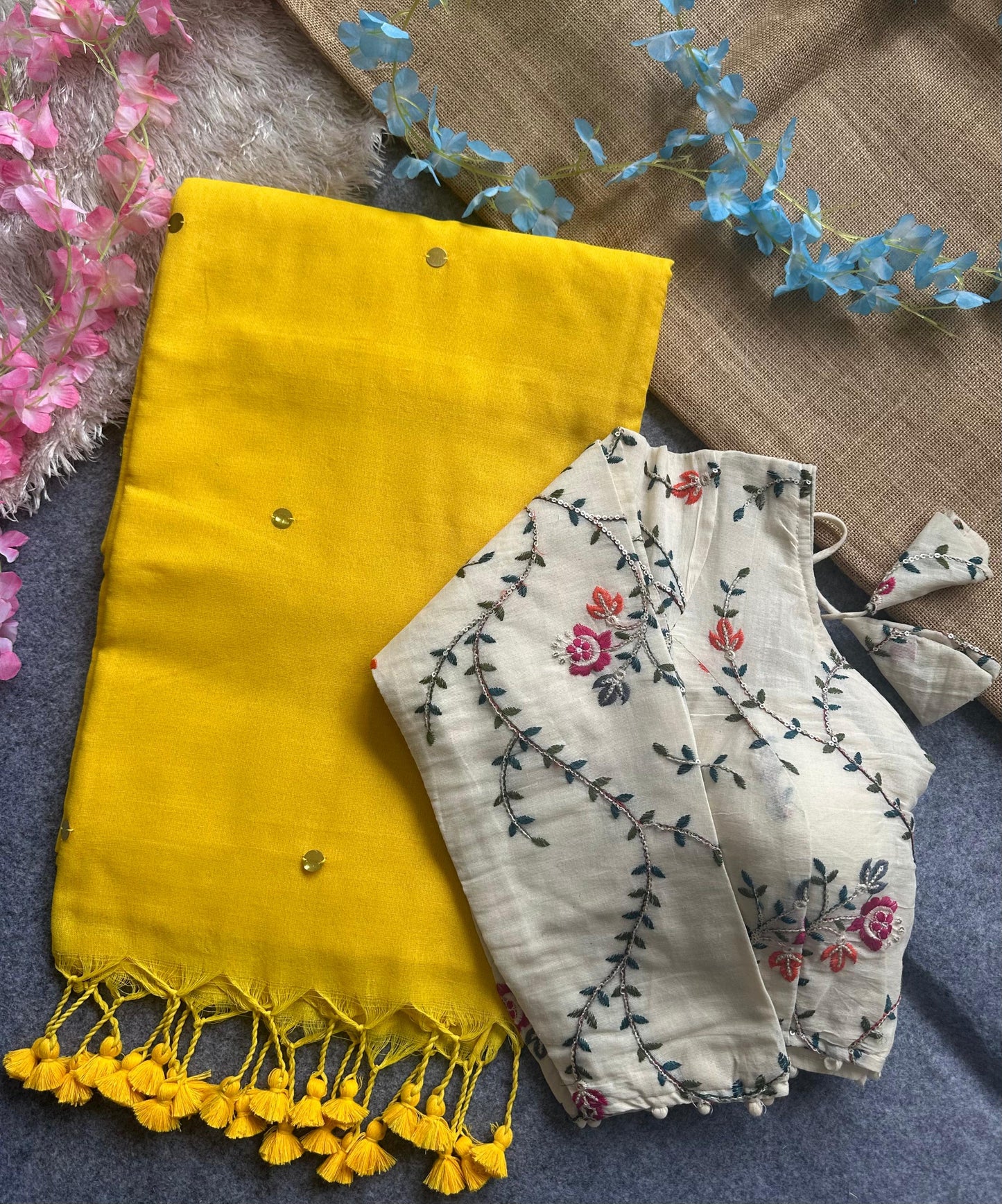 khadi cotton saree with hand stich gini beautiful havy khadi cotton blouse rpd fashion