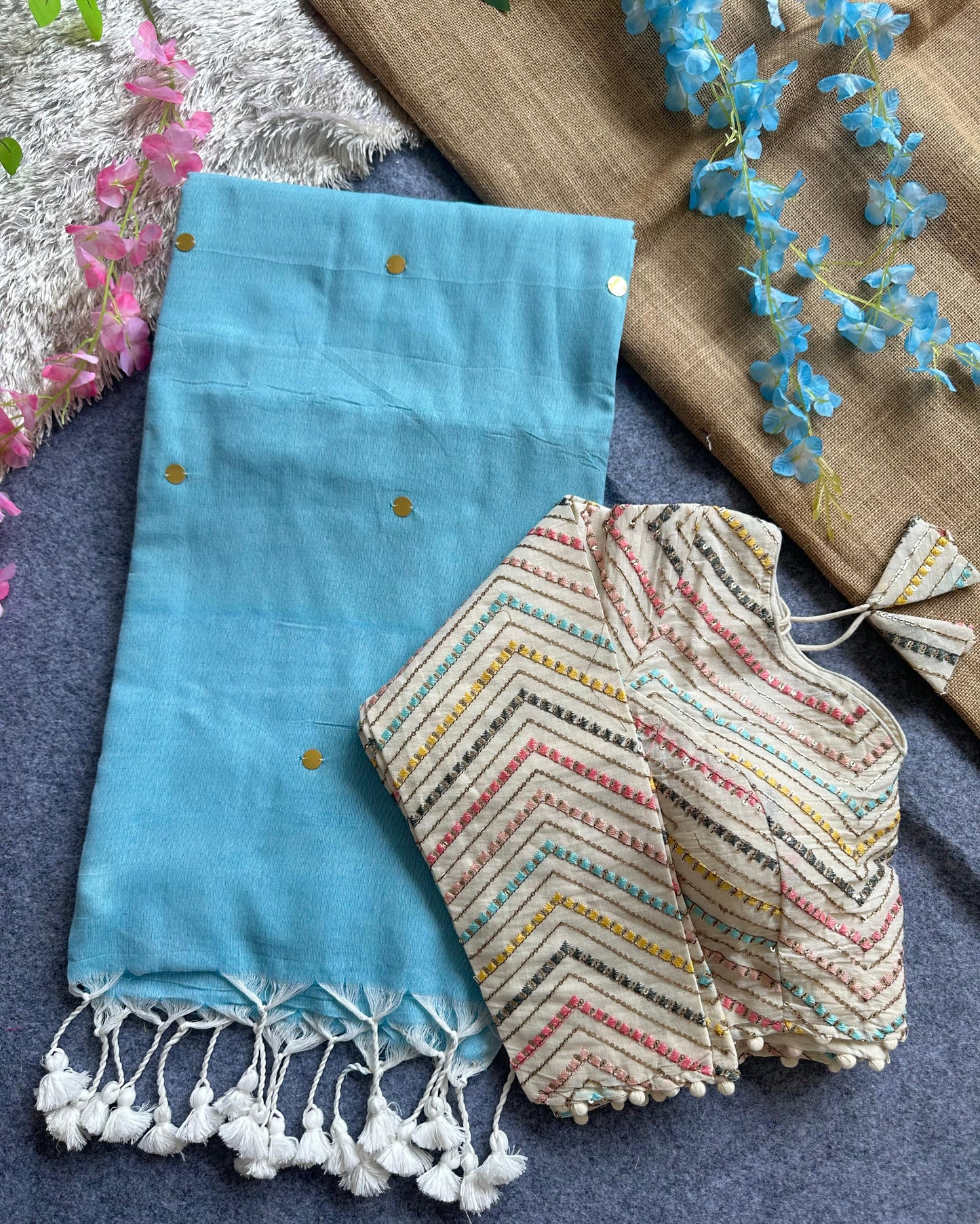 khadi cotton saree with hand stich gini beautiful havy khadi cotton blouse rpd fashion