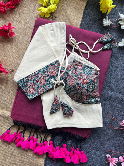 Khadi cotton saree and beautiful havy khadi cotton blouse