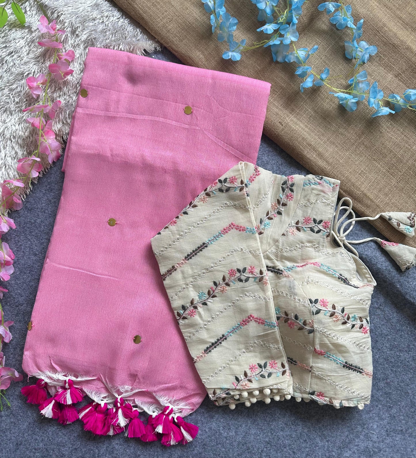 khadi cotton saree with hand stich gini beautiful havy khadi cotton blouse rpd fashion