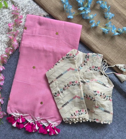 khadi cotton saree with hand stich gini beautiful havy khadi cotton blouse Rpd Fashion