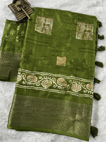 Printed Bollywood Muslin, Cotton Blend Saree Rpd Fashion