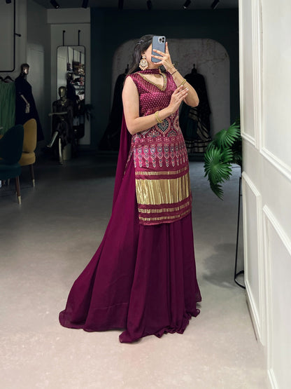 BEAUTIFUL GAJJI SILK PRINTE KURTI PLAZO Rpd Fashion