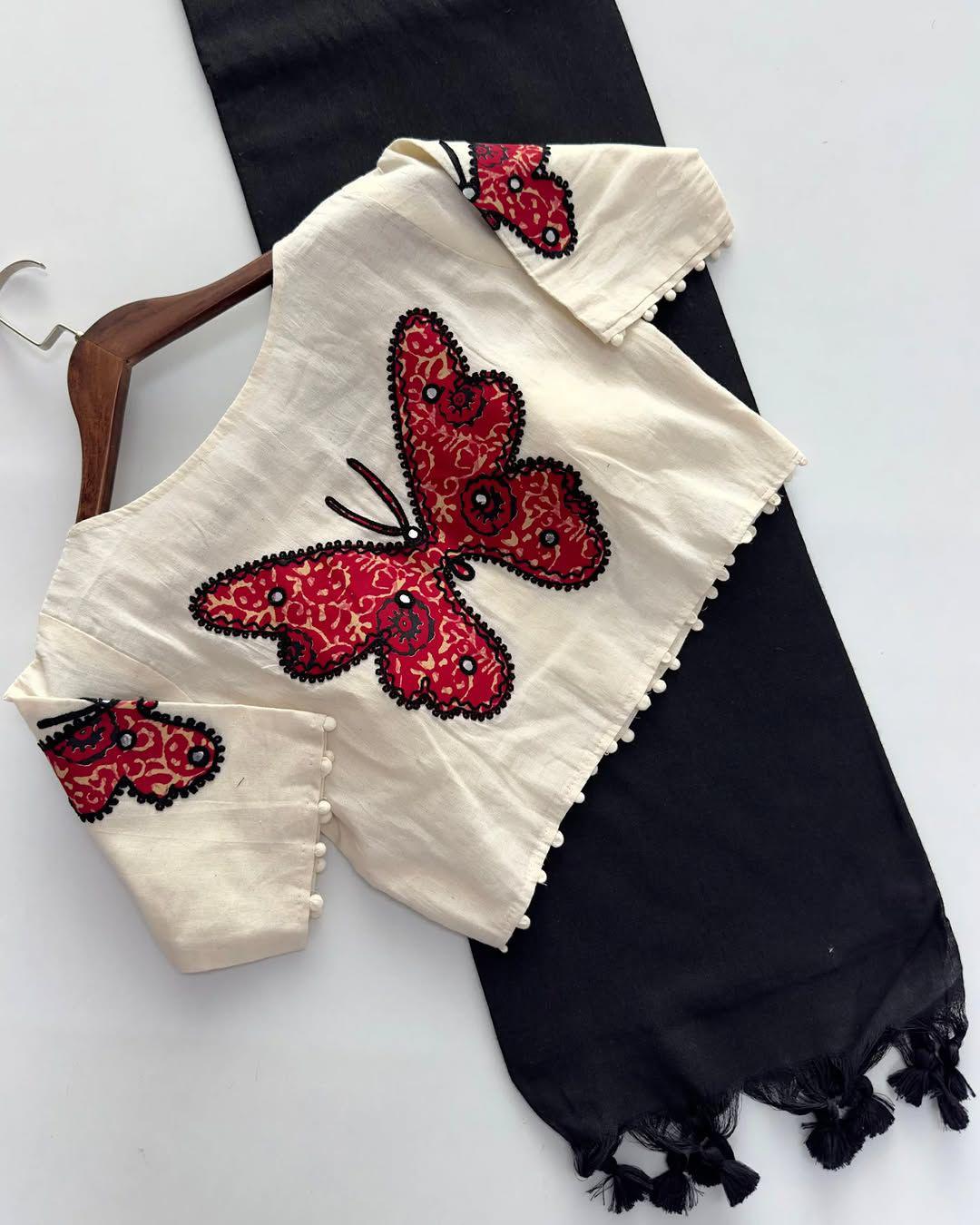 Khadi cotton saree And Beautiful Havy khadi Cotton Apllic Blouse Rpd Fashion