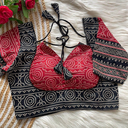 Ajrakh Cotton Halter Neck Blouse - Elegant Partywear - Rpd Fashion