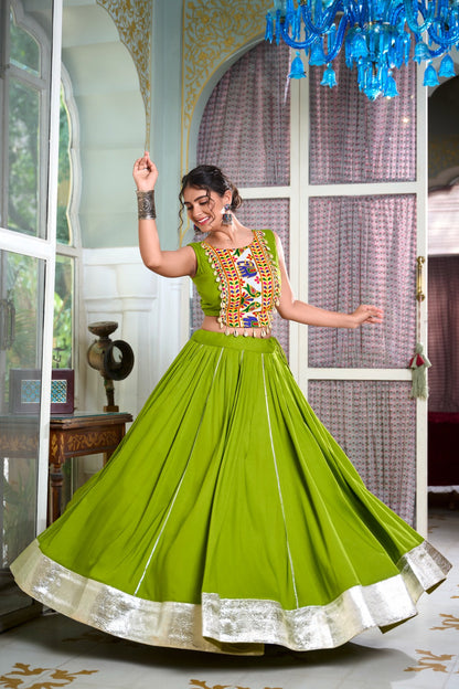 Festive Fashion at Its Best: Rayon Lehenga and Gamthi Work Blouse for Navratri Rpd Fashion