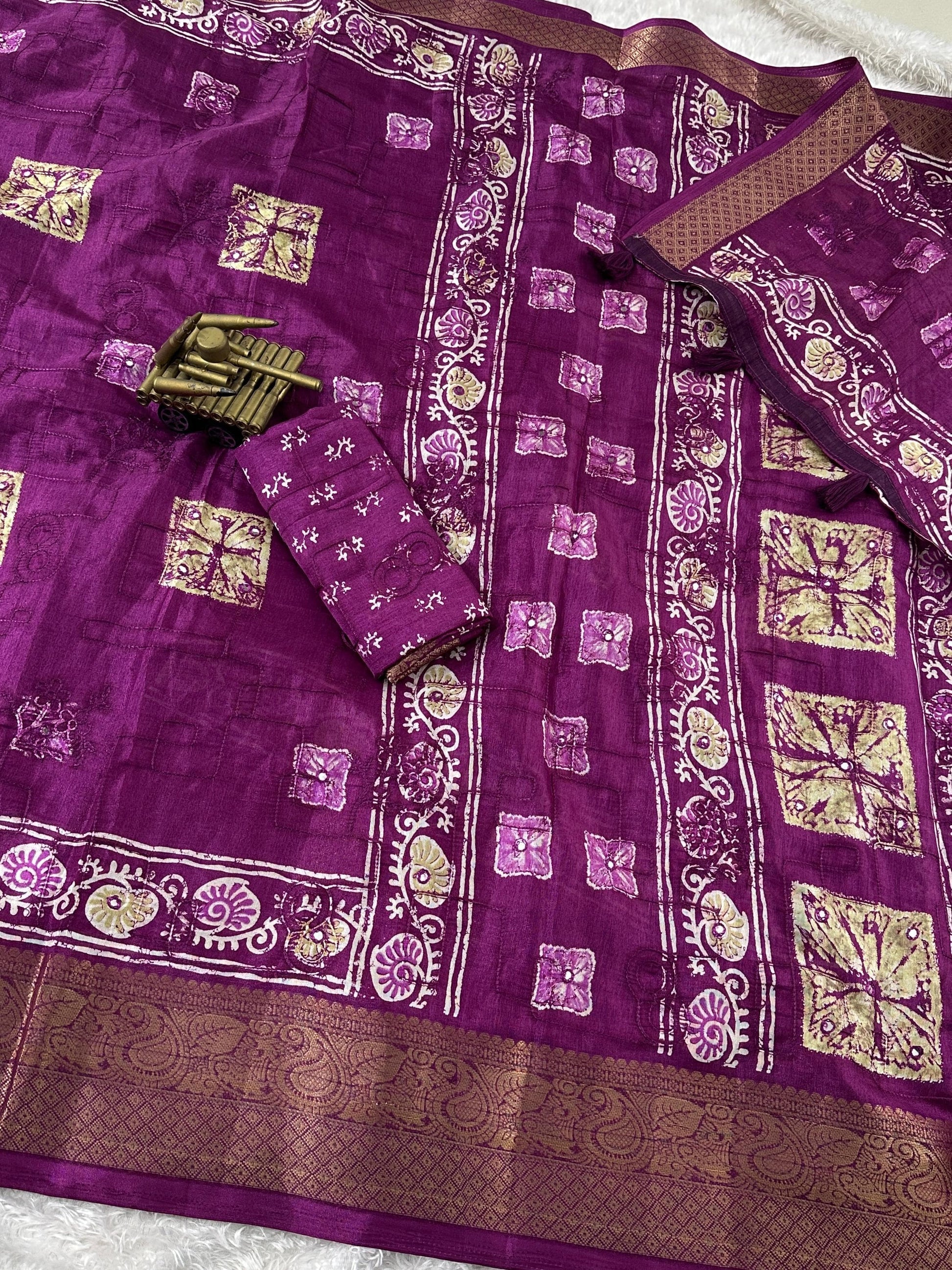 Printed Bollywood Muslin, Cotton Blend Saree Rpd Fashion