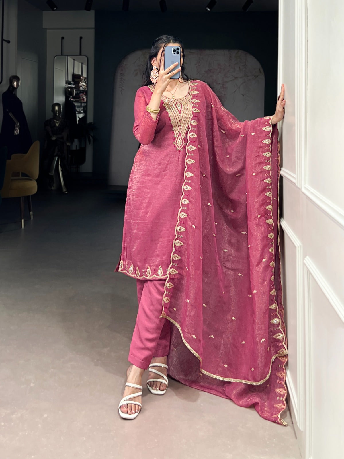 ELEGANT SILVER GLORY EMBROIDERED SUIT SET FOR WOMEN Rpd Fashion