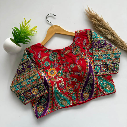 Beautiful Flower Print Embroidery Blouse - Rpd Fashion