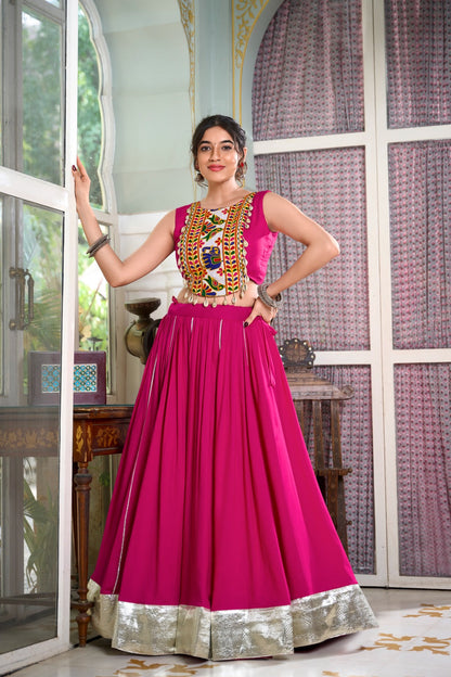 Festive Fashion at Its Best: Rayon Lehenga and Gamthi Work Blouse for Navratri Rpd Fashion