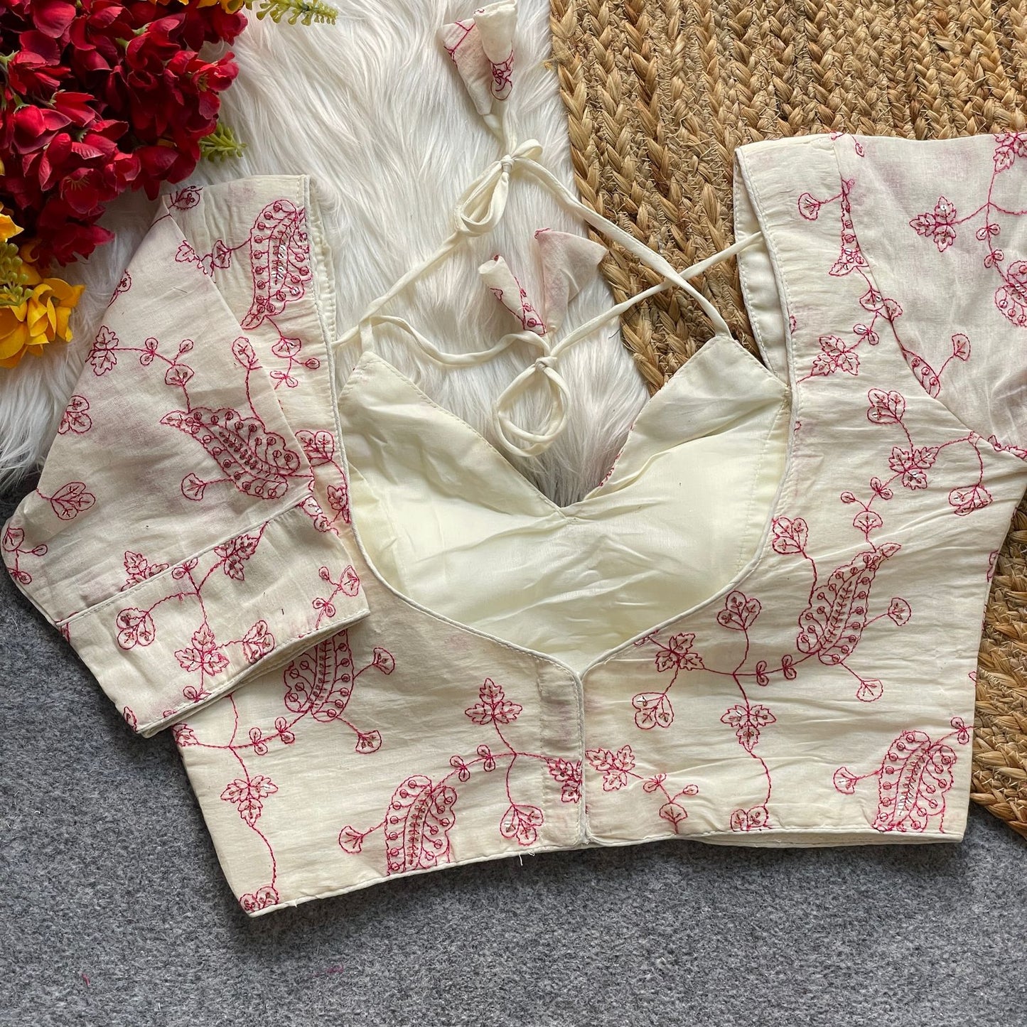 khadi cotton halter neck blouse
