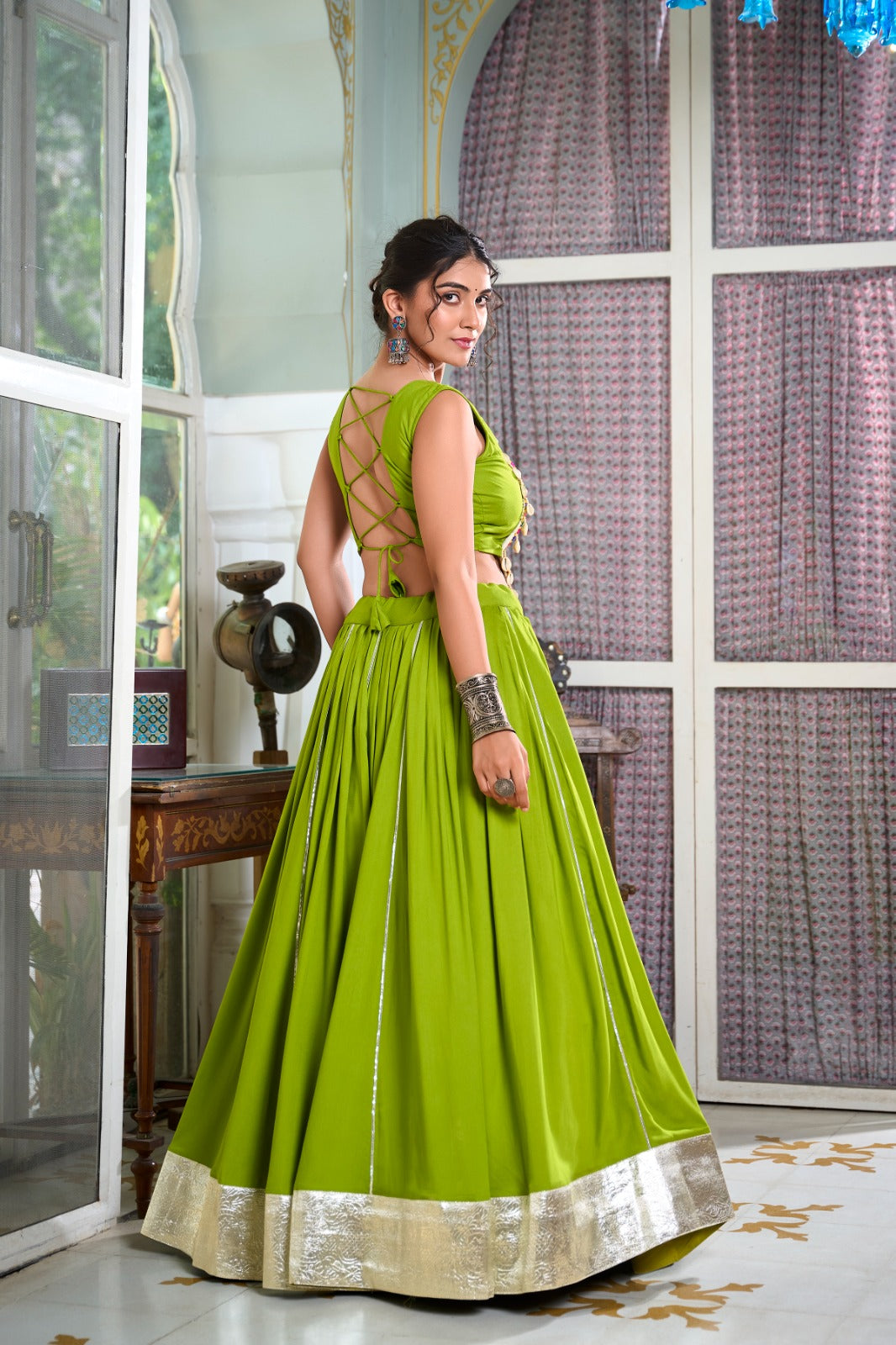 Festive Fashion at Its Best: Rayon Lehenga and Gamthi Work Blouse for Navratri Rpd Fashion