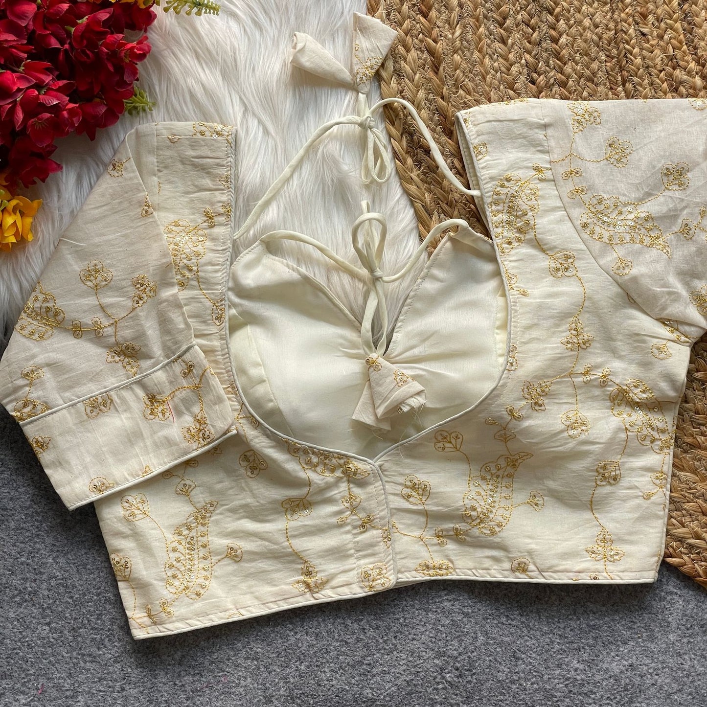 khadi cotton halter neck blouse