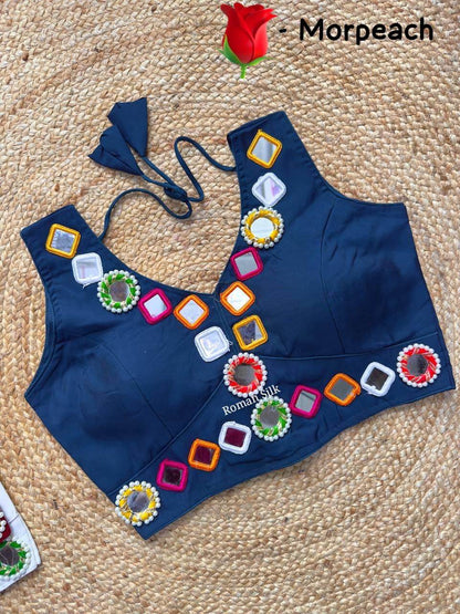 Women's Designer Navratri Traditional Real Mirror Work Sleeveless Blouse - Rpd Fashion