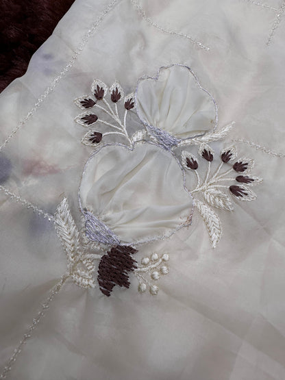 Sequins embroidered work with thread work in saree and blouse Rpd Fashion