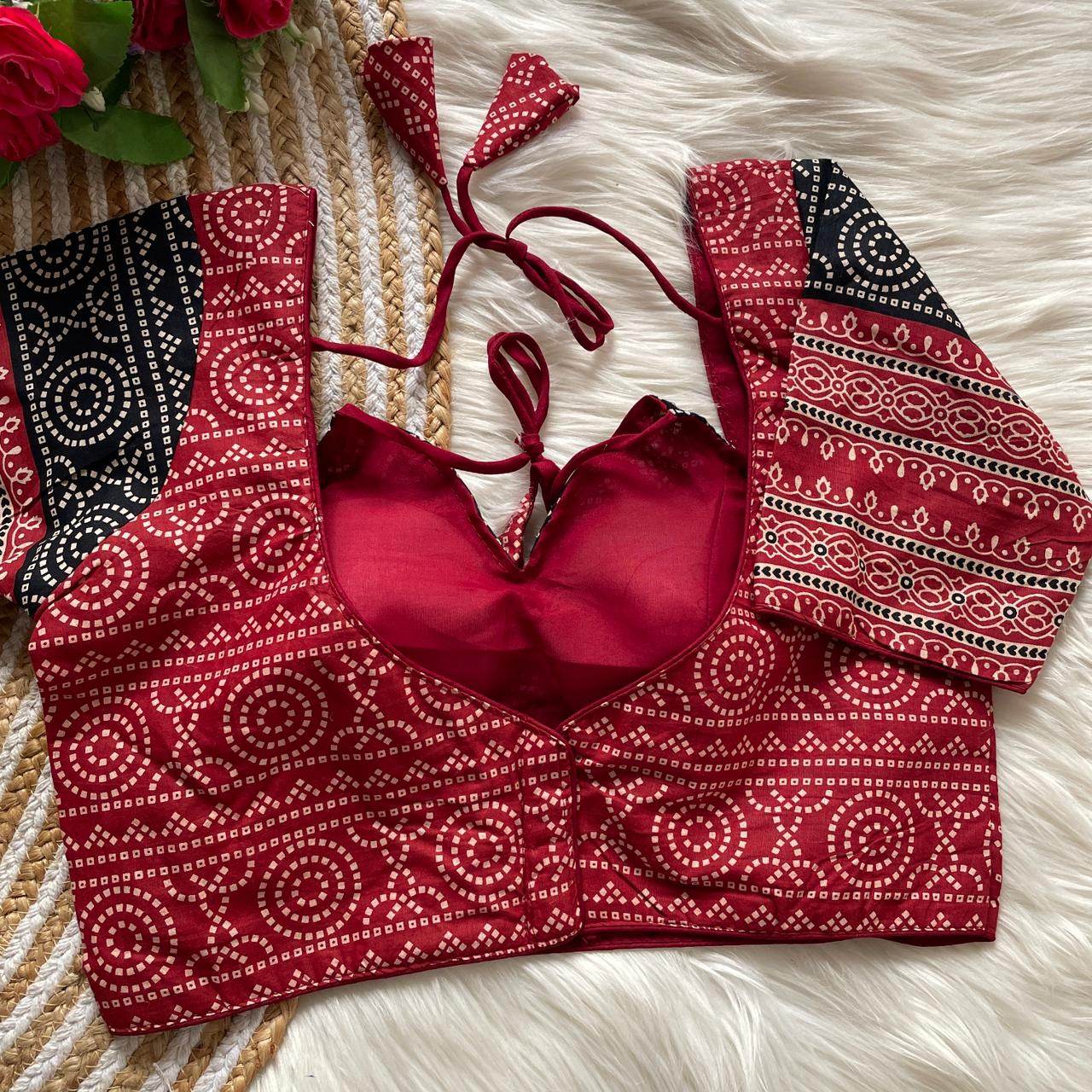 Ajrakh Cotton Halter Neck Blouse - Elegant Partywear - Rpd Fashion