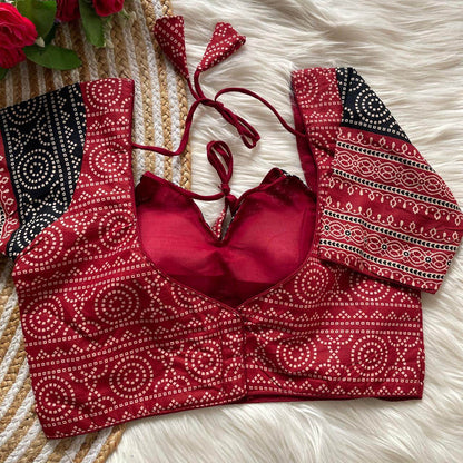 Ajrakh Cotton Halter Neck Blouse - Elegant Partywear - Rpd Fashion