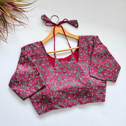 Plain Cotton Blouse with Hand-Painted Design - Rpd Fashion