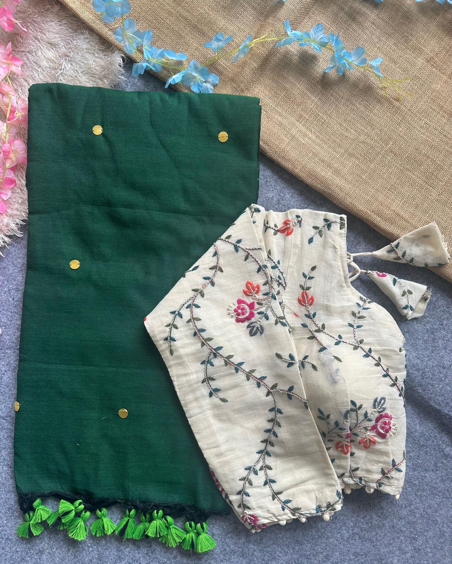 khadi cotton saree with hand stich gini beautiful havy khadi cotton blouse rpd fashion