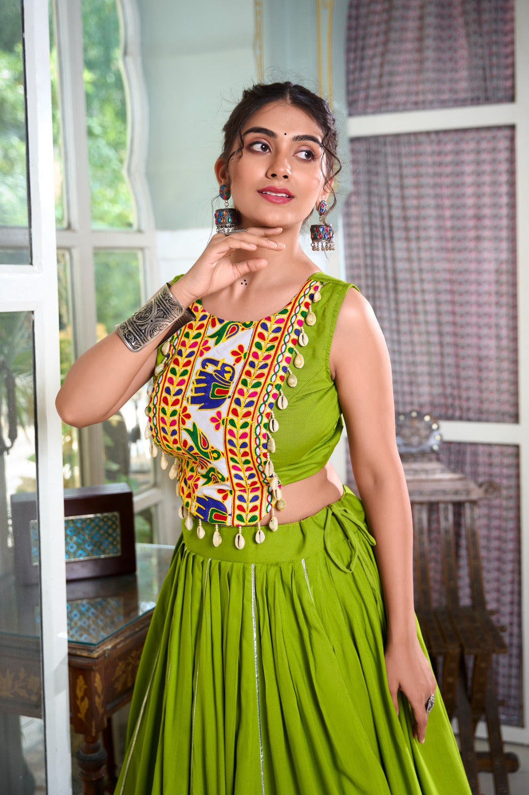 Festive Fashion at Its Best: Rayon Lehenga and Gamthi Work Blouse for Navratri Rpd Fashion