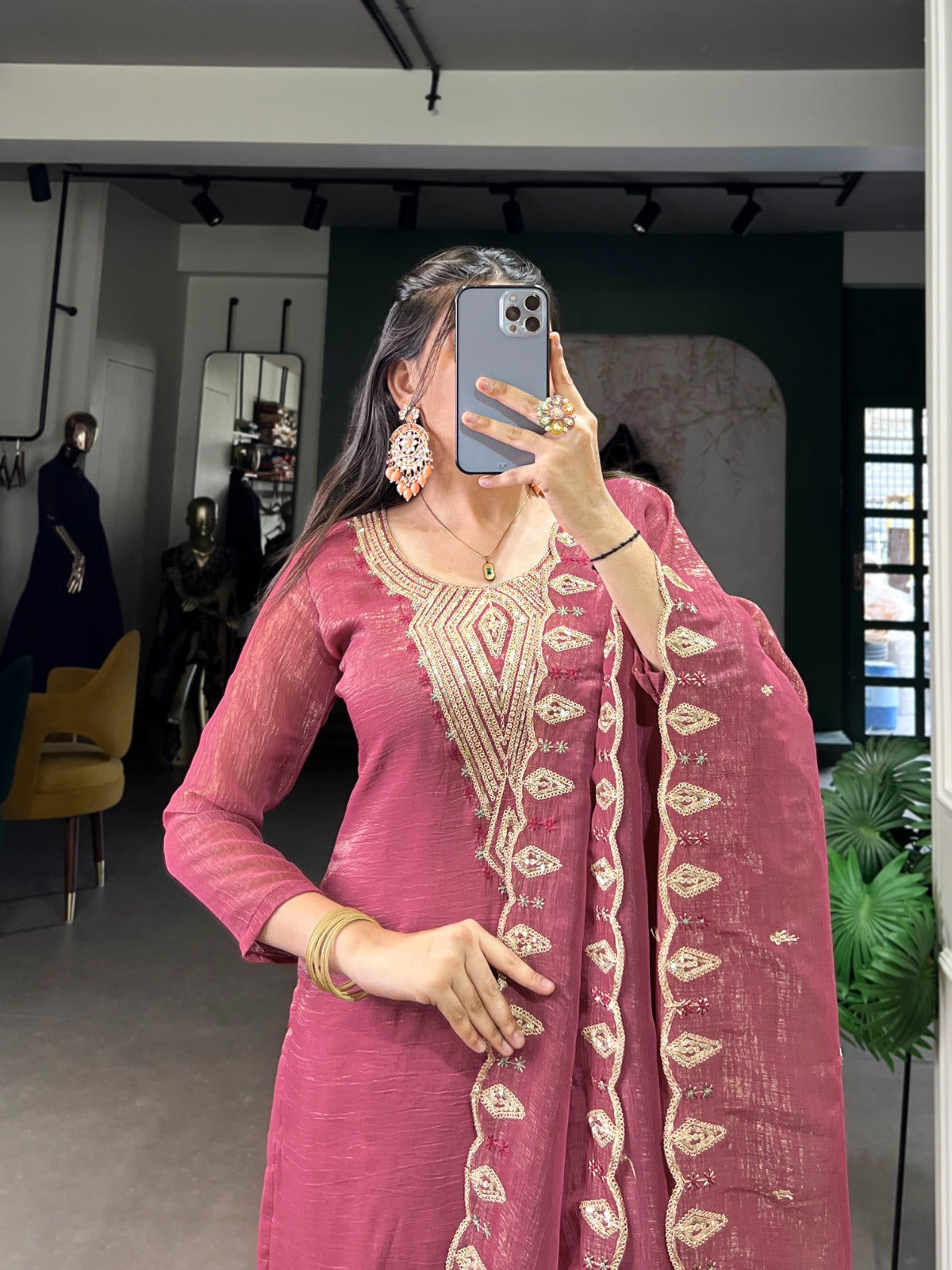 ELEGANT SILVER GLORY EMBROIDERED SUIT SET FOR WOMEN Rpd Fashion