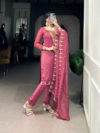 ELEGANT SILVER GLORY EMBROIDERED SUIT SET FOR WOMEN Rpd Fashion