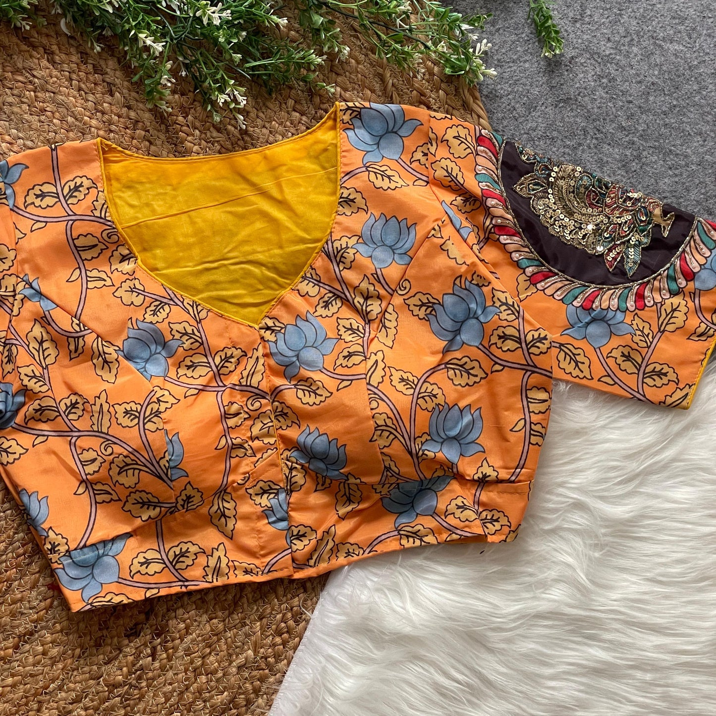 purely cotton print silk with handmade work boutique style collection blouse