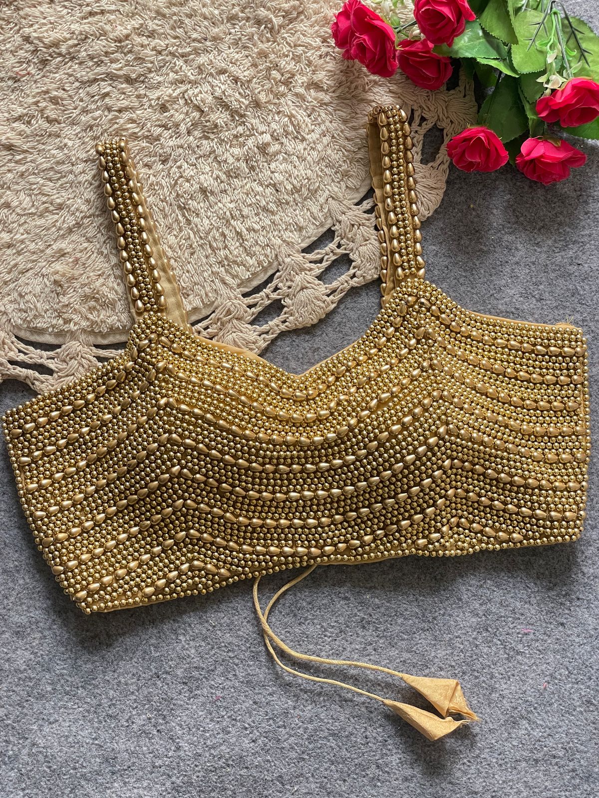 beautiful pearl moti spaghetti blouse