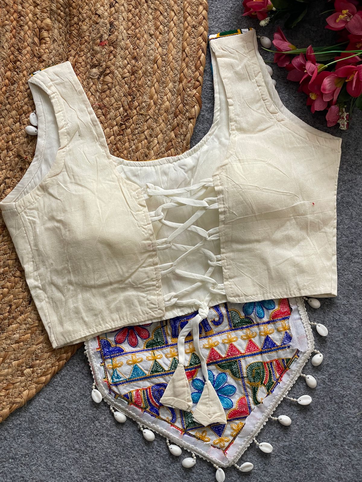HALTER NECK STYLE REAL SHELL  BLOUSE WORK Rpd Fashion