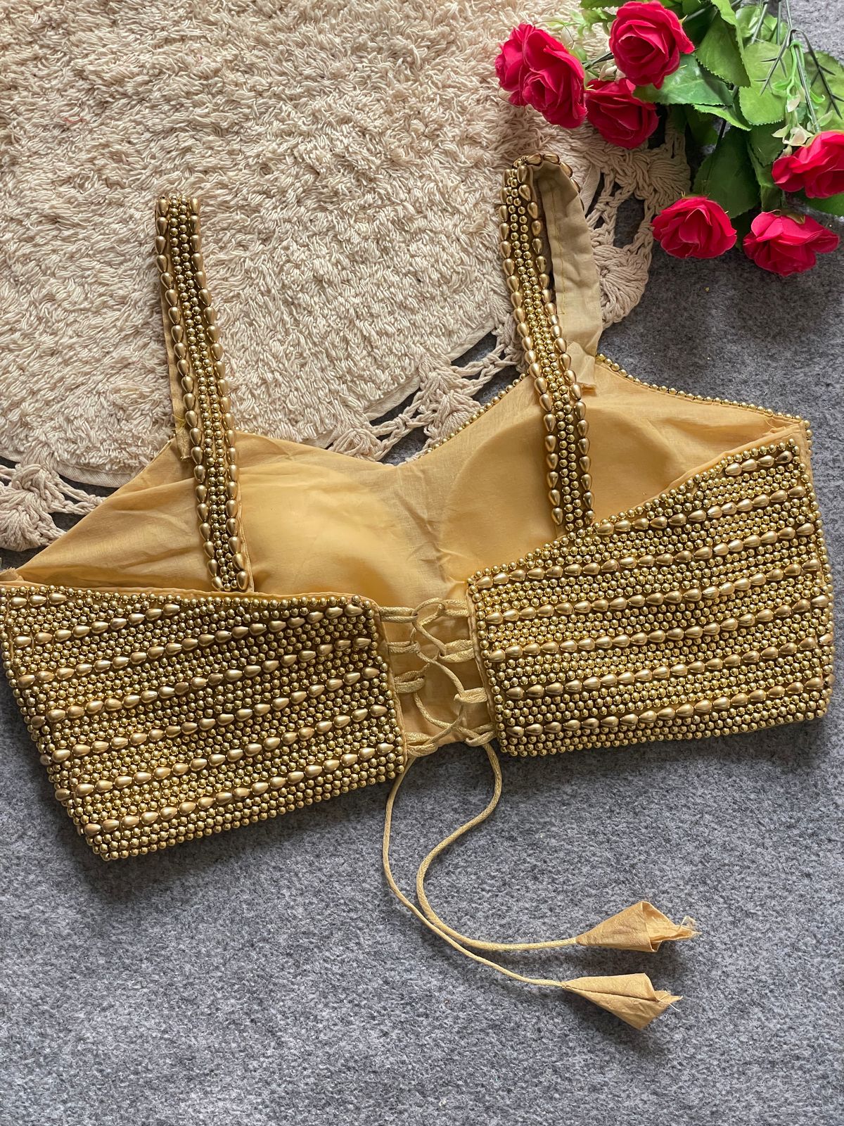 beautiful pearl moti spaghetti blouse