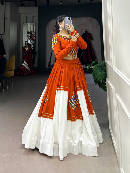 Patchwork Orange Rayon Readymade Lehenga Choli Rpd Fashion