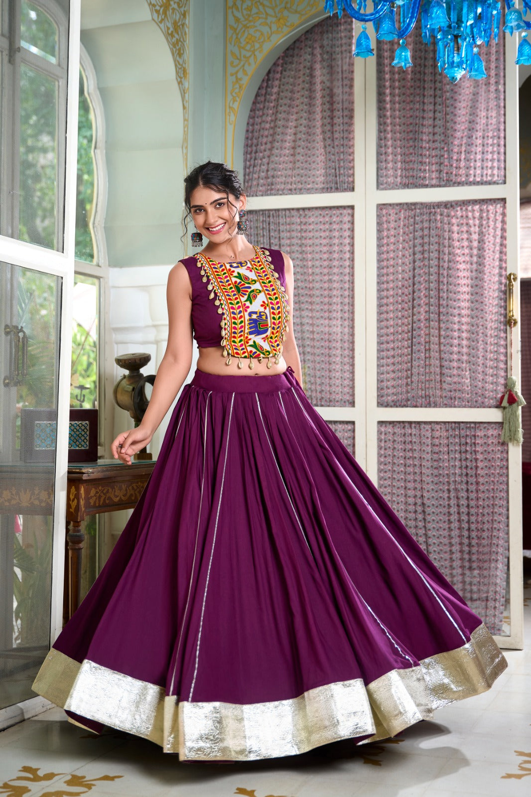 festive fashion at its best: rayon lehenga and gamthi work blouse for navratri rpd fashion