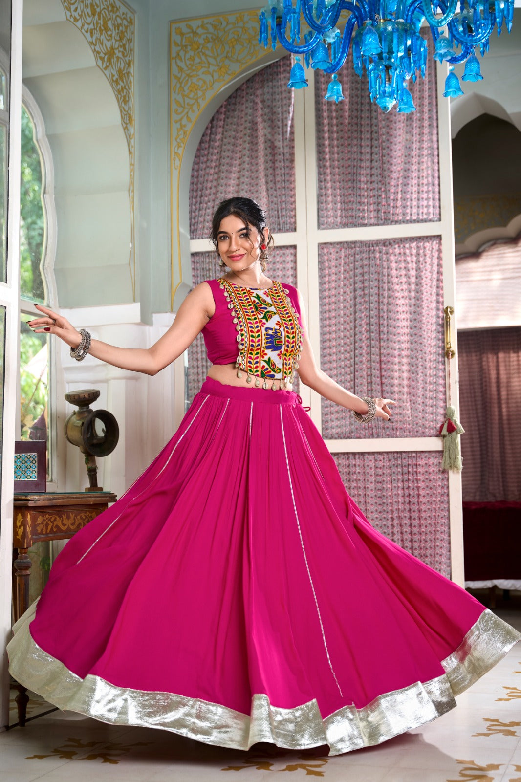 festive fashion at its best: rayon lehenga and gamthi work blouse for navratri rpd fashion
