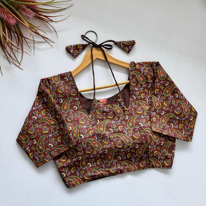 Plain Cotton Blouse with Hand-Painted Design - Rpd Fashion