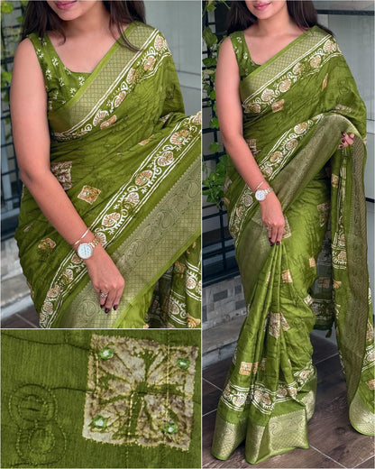Printed Bollywood Muslin, Cotton Blend Saree Rpd Fashion