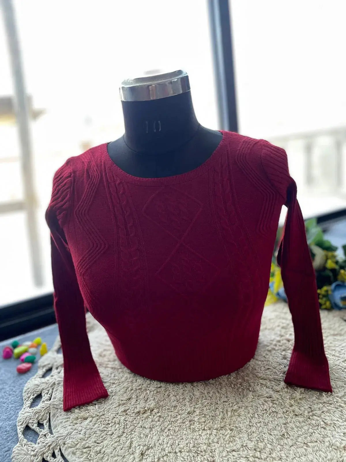trendy winter blouse for women – warm & stylish knit design - rpd fashion