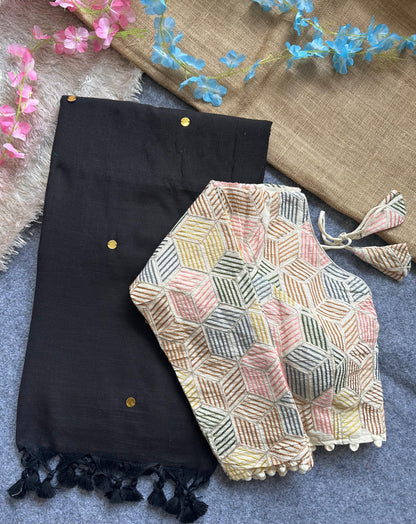 khadi cotton saree with hand stich gini beautiful havy khadi cotton blouse Rpd Fashion