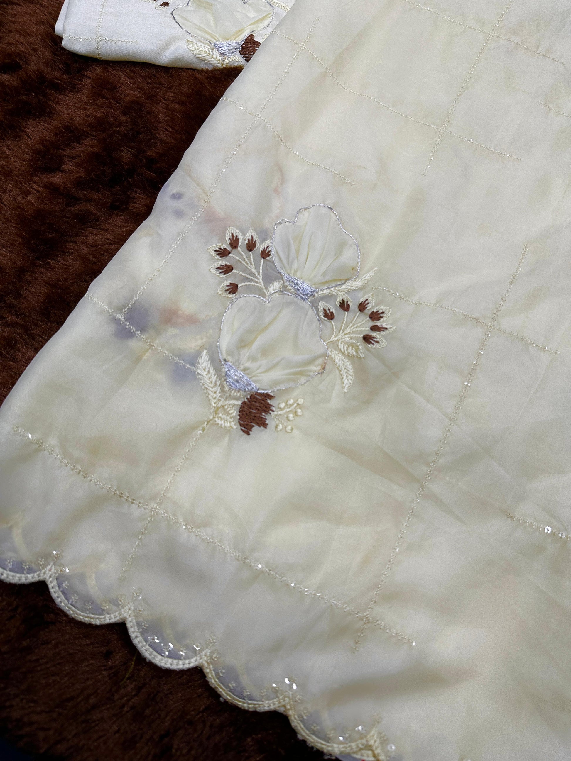 Sequins embroidered work with thread work in saree and blouse Rpd Fashion