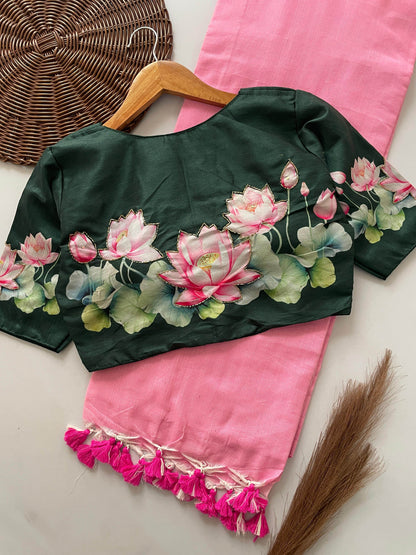 Designer Handwork Crafted Blouse with Khadi Cotton Saree - Rpd Fashion