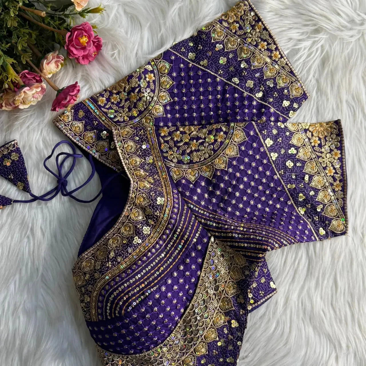 sabyasachi inspired bridal blouse designs with heavy stars & rainbow work - rpd fashion