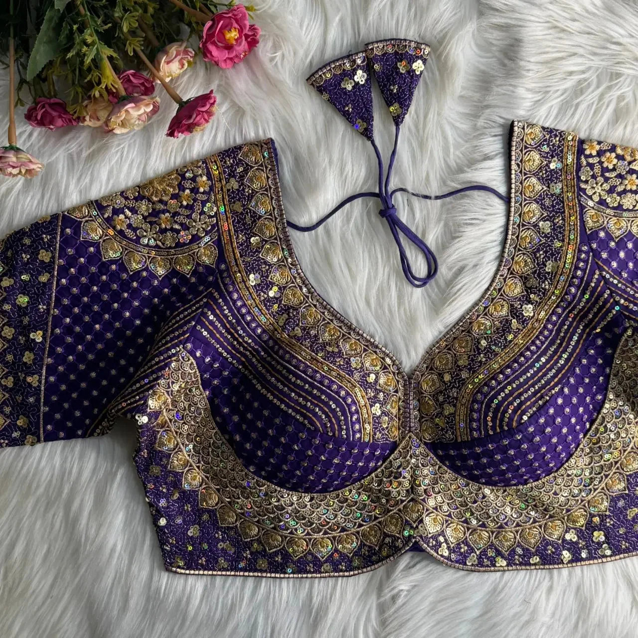 sabyasachi inspired bridal blouse designs with heavy stars & rainbow work - rpd fashion