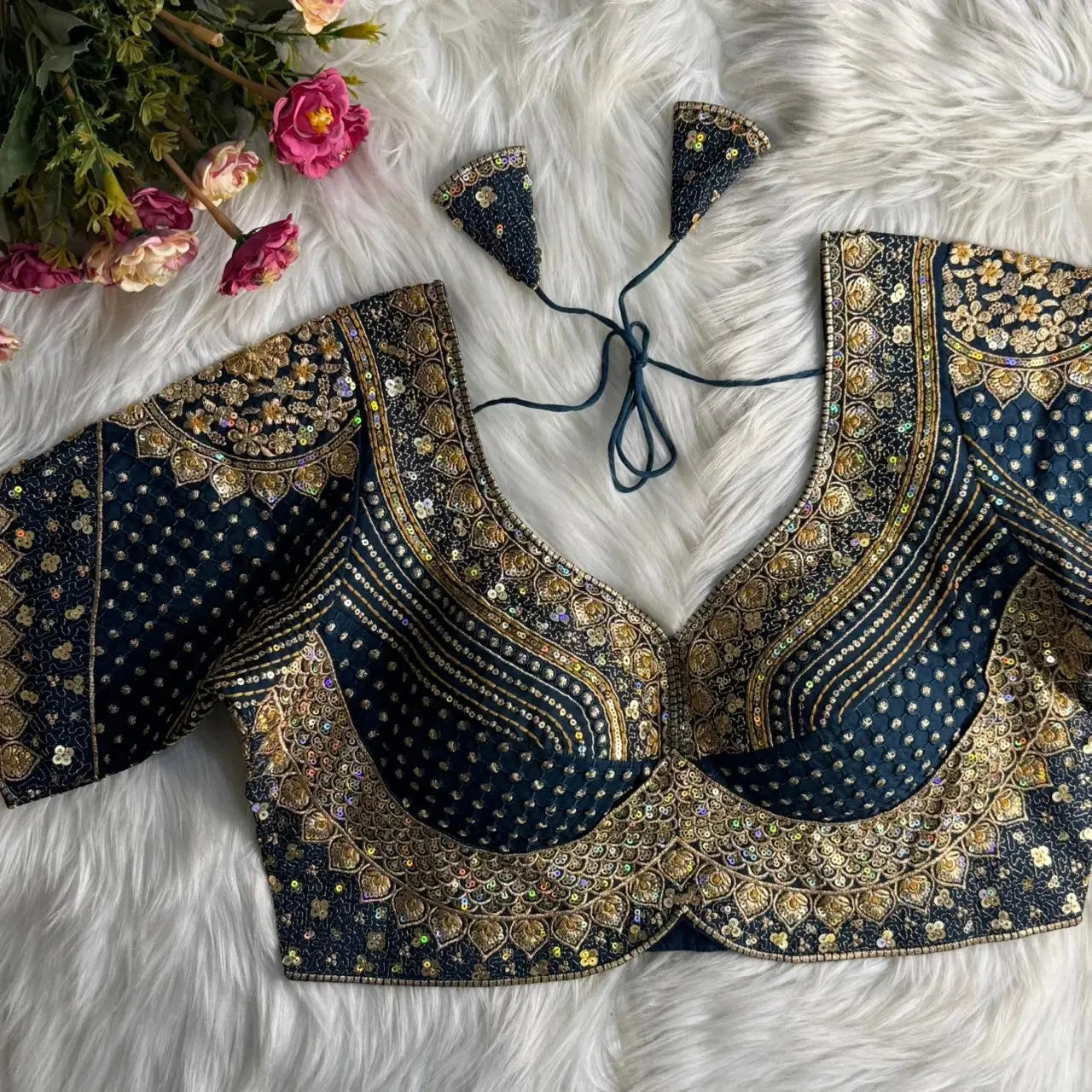 sabyasachi inspired bridal blouse designs with heavy stars & rainbow work - rpd fashion