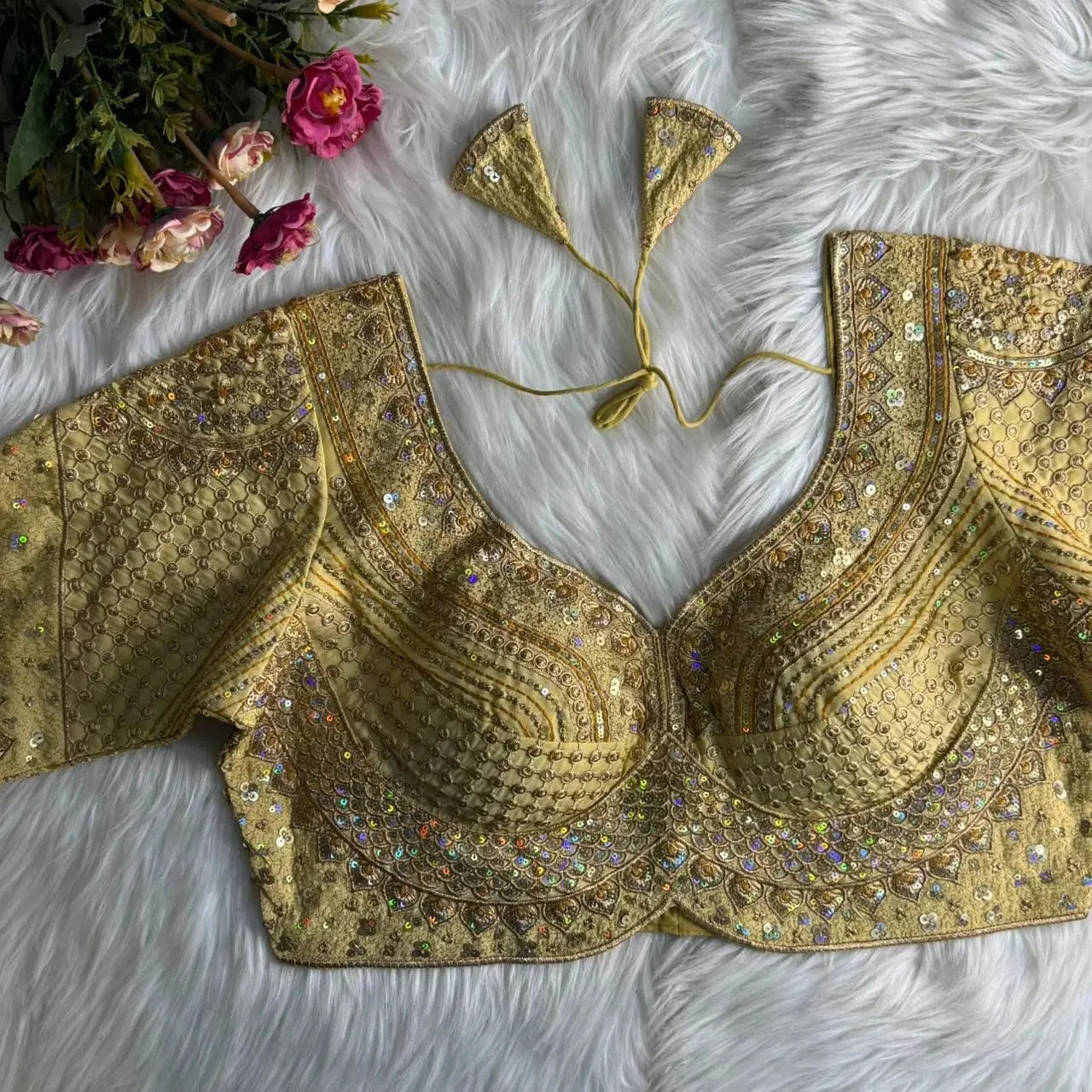 sabyasachi inspired bridal blouse designs with heavy stars & rainbow work - rpd fashion